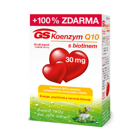 GS Koenzym Q10 s biotinem 30 mg, 30+30 kapslí