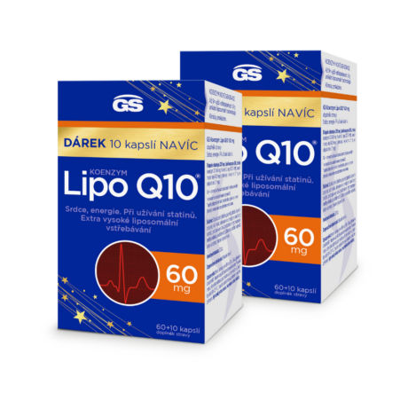 GS Koenzym Lipo Q10 60 mg, 2 x 60+10 kapslí NAVÍC, dárkové balení 2024