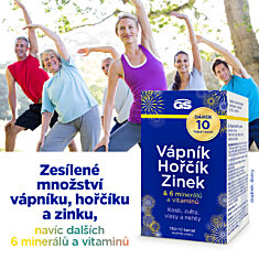 GS Vápník, hořčík, zinek, 2 × 130+10 tablet NAVÍC, dárkové balení