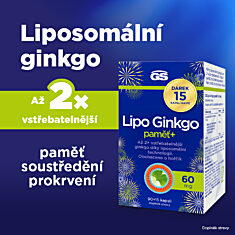 GS Lipo Ginkgo paměť+ 60 mg , 90+15 kapslí NAVÍC, dárkové balení