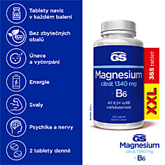 GS Magnesium citrát 1340 mg + B6, 365 tablet XXL