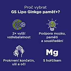 GS Lipo Ginkgo paměť+ 60 mg , 90+15 kapslí NAVÍC, dárkové balení