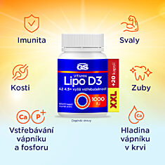GS Vitamin Lipo D3 1000 IU, 60+20 kapslí XXL