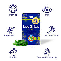 GS Lipo Ginkgo paměť+ 60 mg , 90+15 kapslí NAVÍC, dárkové balení