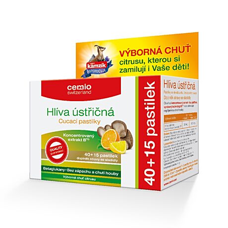 Cemio Hlíva ústřičná s vitaminem C, 40+15 cucacích pastilek
