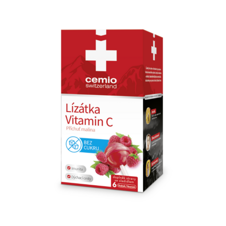 Cemio malinová lízátka s vitaminem C, bez cukru (6 kusů)
