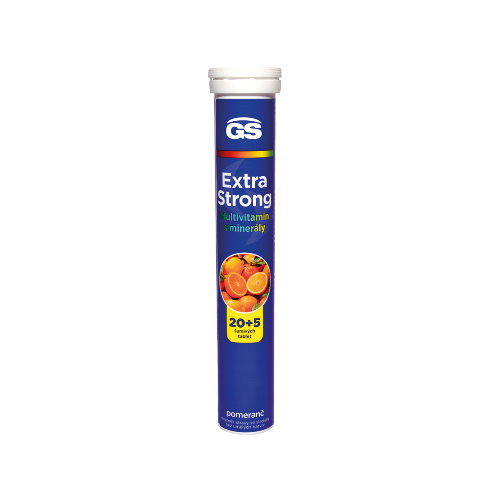 GS Extra Strong multivitamin s minerály pomeranč, 20+5 šumivých tablet