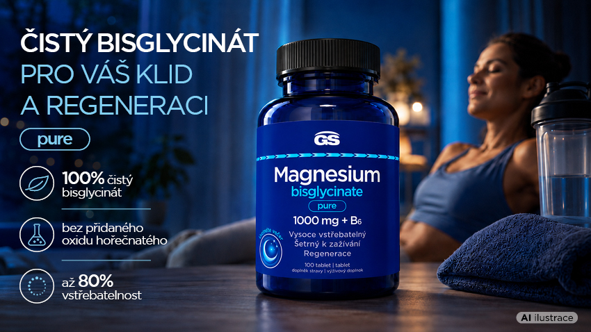 100% čistý bisglycinát = GS Magnesium bisglycinate PURE