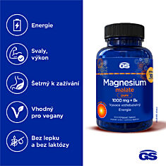 GS Magnesium malate pure 1000 mg + B6, 2 × 100 + 10 tablet NAVÍC, dárkové balení