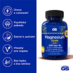 GS Magnesium citrate pure 1340 mg + B6, 70+40 tablet NAVÍC, dárkové balení