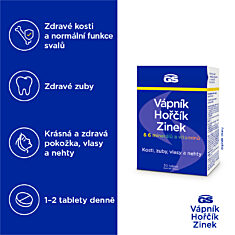 GS Vápník, hořčík, zinek, 30 tablet