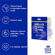 GS Vápník, hořčík, zinek, 130 tablet