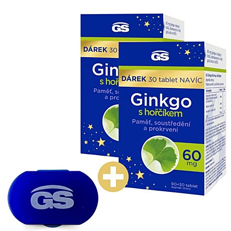 GS Ginkgo 60 mg s hořčíkem, 2 x 90+30 tablet NAVÍC, dárkové balení 2023
