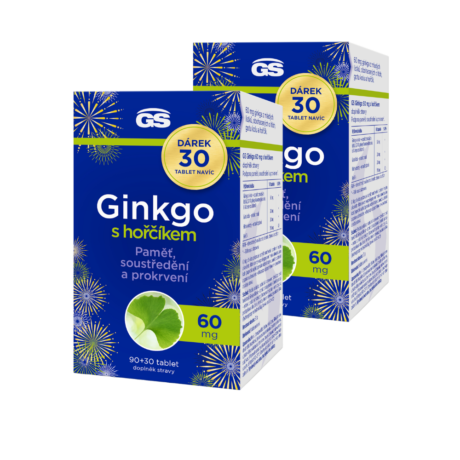 GS Ginkgo 60 mg s hořčíkem, 2 x 90+30 tablet NAVÍC, dárkové balení 2025
