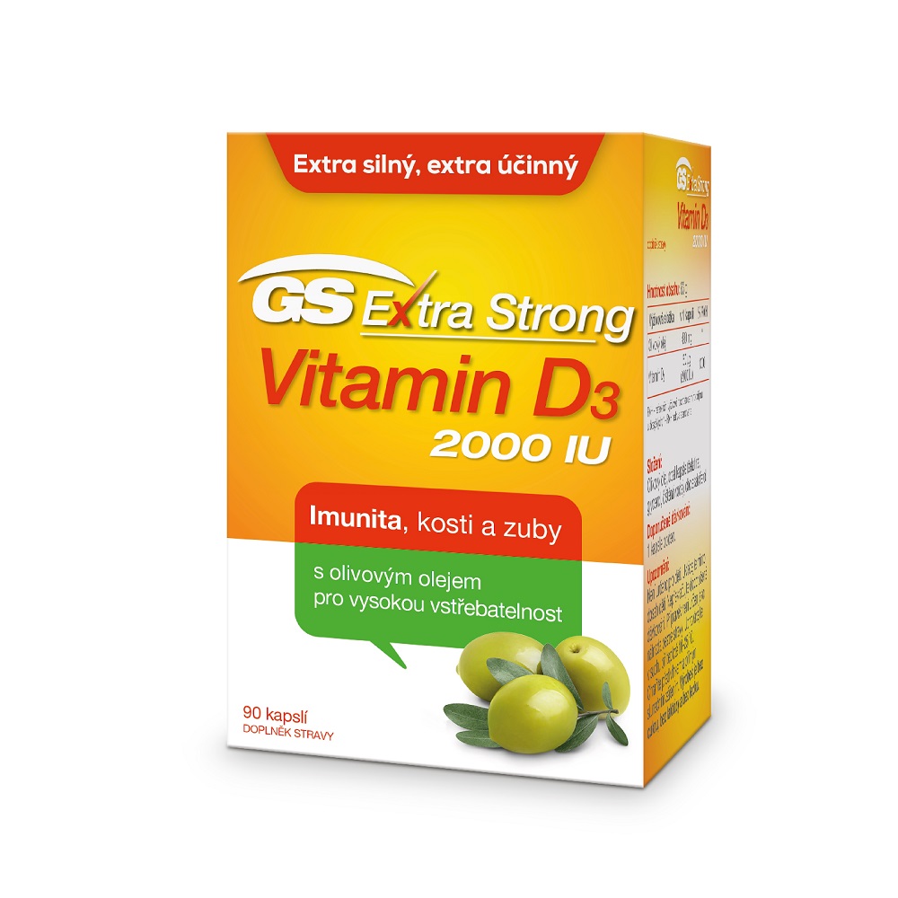 GS Extra Strong Vitamin D3 2000 IU, 90 kapslí