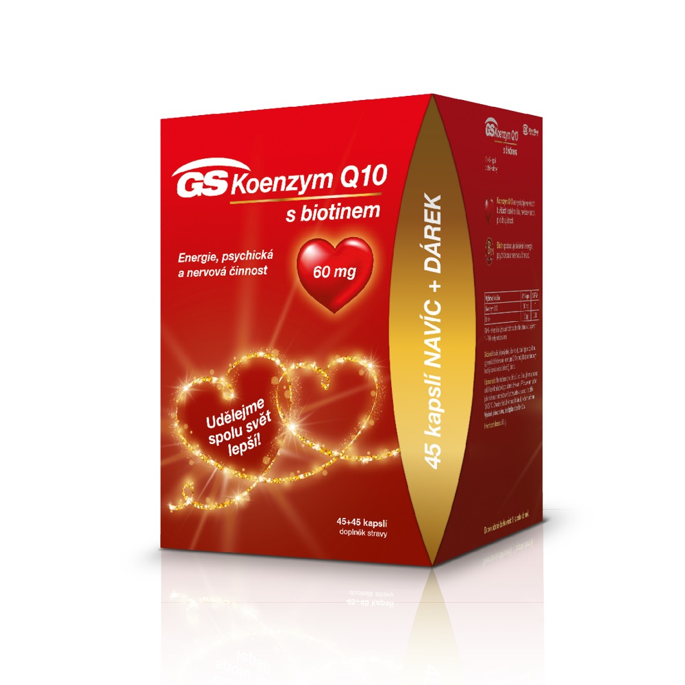 GS Koenzym Q10 s biotinem 60 mg, 45+45 kapslí, dárkové balení
