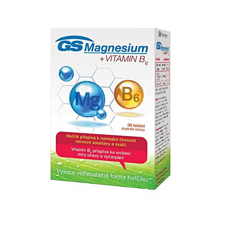GS Magnesium s vitaminem B6, 30 tablet