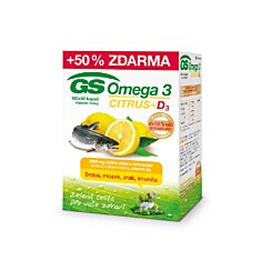 GS Omega 3 CITRUS + D3, 100+50 kapslí
