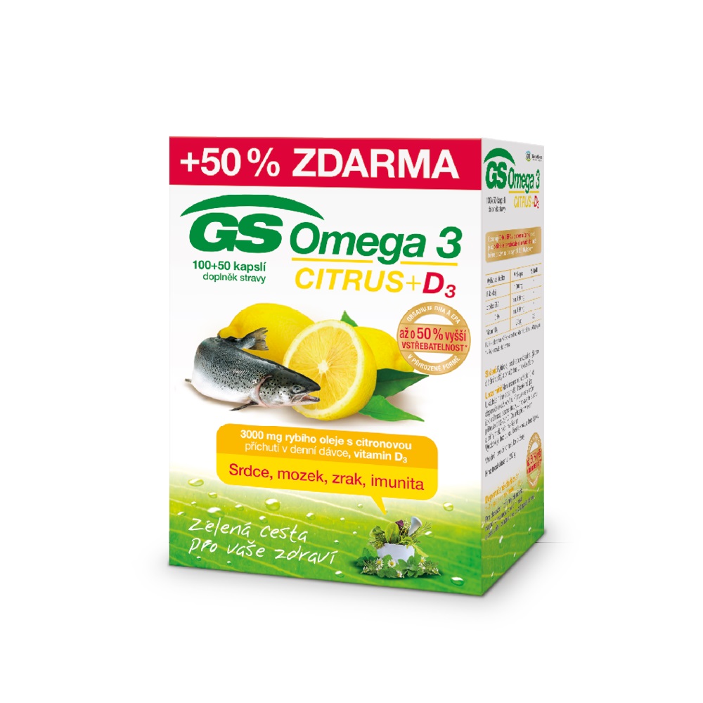GS Omega 3 CITRUS+D3 100+50 kapslí