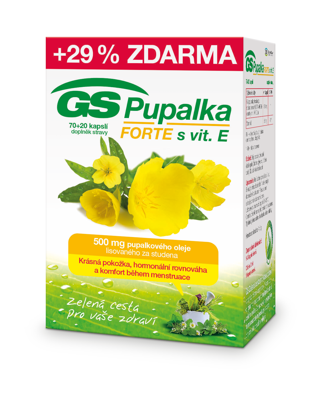 GS Pupalka FORTE s vitaminem E, 70+20 kapslí