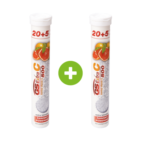 GS Extra C 500 šumivý červený pomeranč, 20+5 tablet, 1+1 ZDARMA