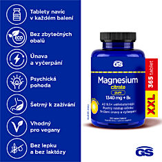 GS Magnesium citrate PURE 1340 mg + B6, 365 tablet XXL