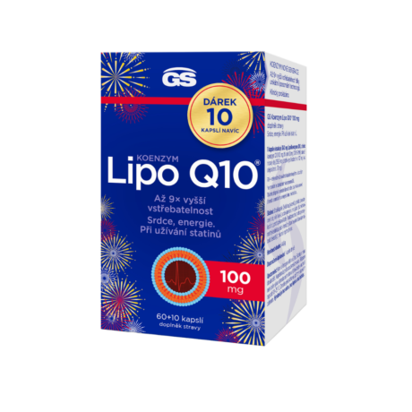 GS Koenzym Lipo Q10 100 mg, 60+10 kapslí NAVÍC, dárkové balení 2025