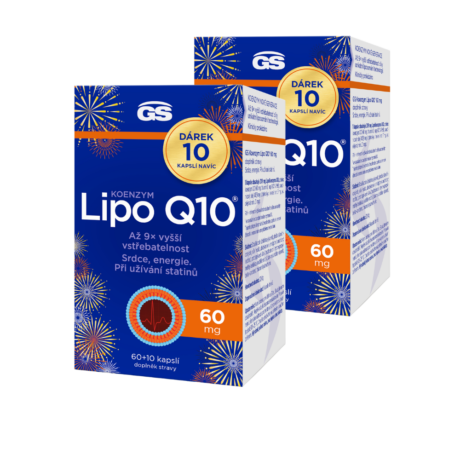 GS Koenzym Lipo Q10 60 mg, 2 x 60+10 kapslí NAVÍC, dárkové balení 2025