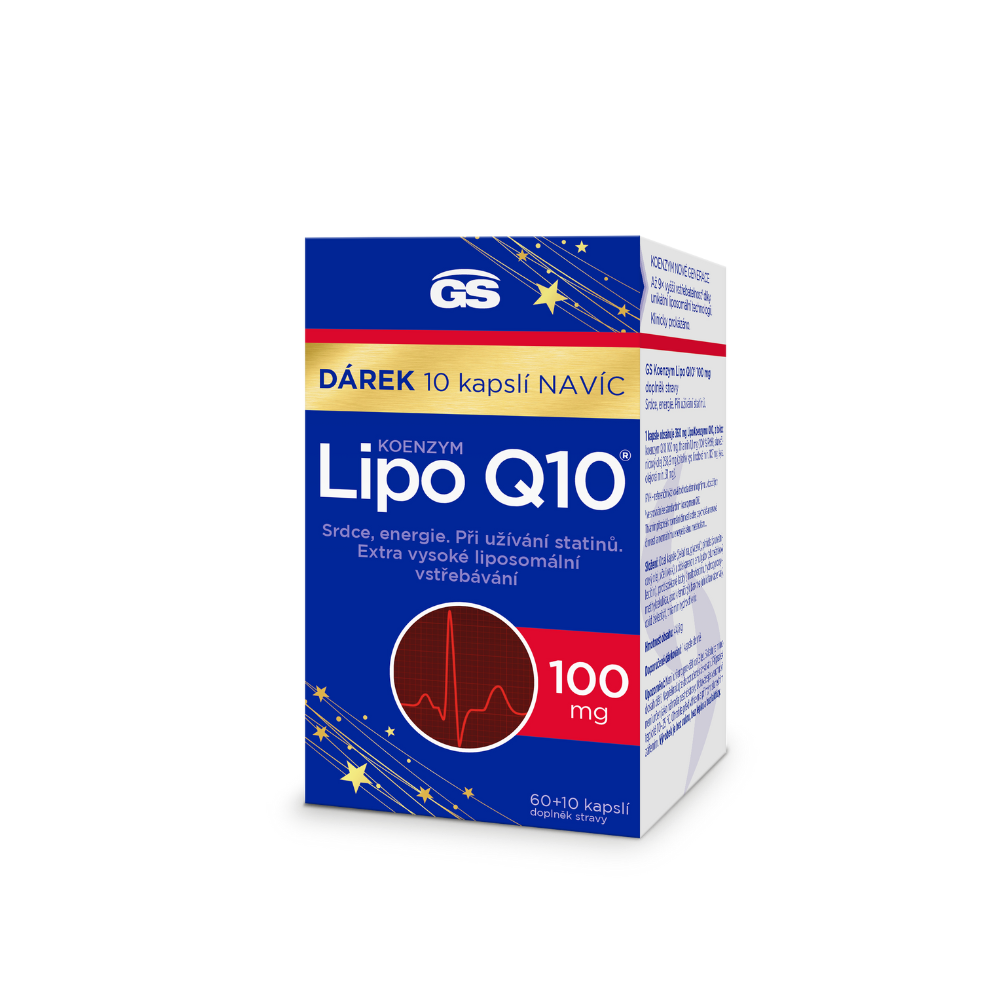 GS Koenzym Lipo Q10 100 mg, 60+10 kapslí NAVÍC, dárkové balení 2024