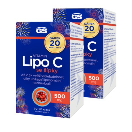 GS Vitamin Lipo C 500 mg se šípky, 2 × 90+20 kapslí NAVÍC, dárkové balení