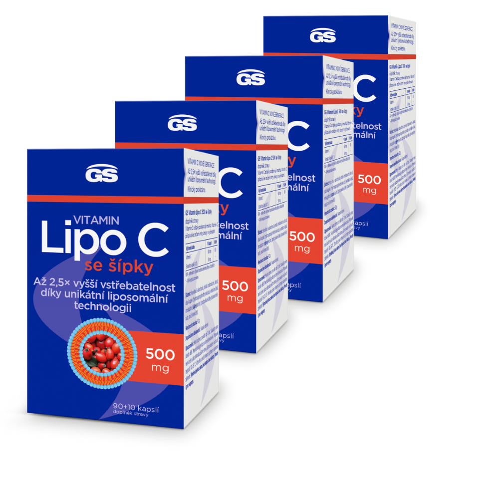 GS Vitamin Lipo C 500 mg se šípky, 4 × 100 kapslí