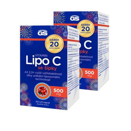 GS Vitamin Lipo C 500 mg se šípky, 2 x 90+20 kapslí NAVÍC, dárkové balení 2025
