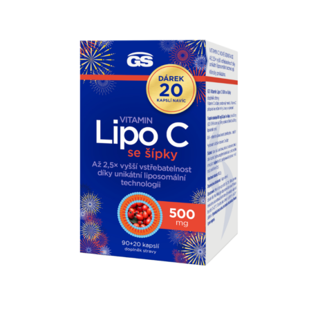 GS Vitamin Lipo C 500 mg se šípky, 90+20 kapslí NAVÍC, dárkové balení 2025