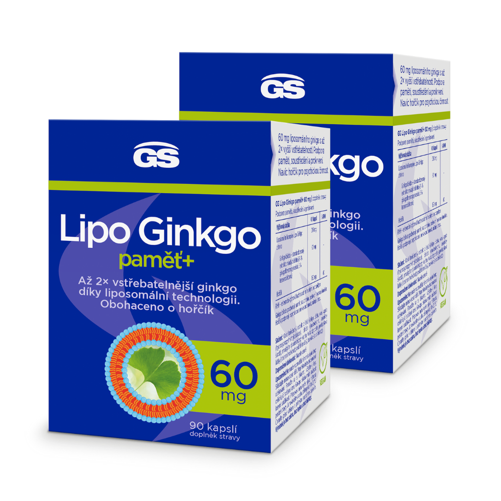 Levně GS Lipo Ginkgo paměť+ 60 mg, 2 × 90 kapslí