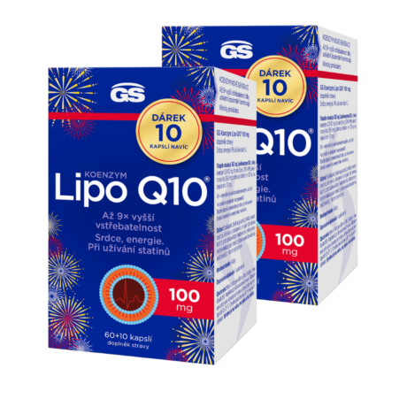 GS Koenzym Lipo Q10 100 mg, 2 × 60+10 kapslí NAVÍC, dárkové balení