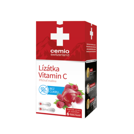 Cemio malinová lízátka s vitaminem C, 6 kusů, bez cukru