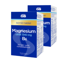 GS Magnesium citrát 1340 mg + B6, 2 x 50 + 50 tablet