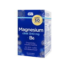 GS Magnesium citrát 1340 mg + B6, 50 + 50 tablet NAVÍC, dárkové balení 2025