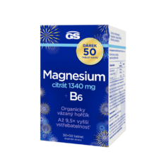 GS Magnesium citrát 1340 mg + B6, 50+50 tablet NAVÍC, dárkové balení 2025