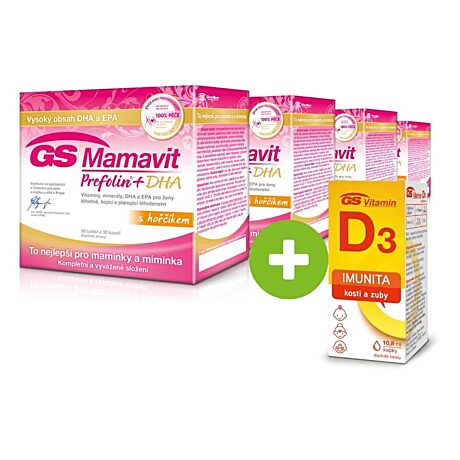 GS Mamavit Prefolin+DHA, 120 tablet + 120 kapslí