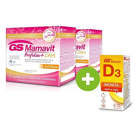 GS Mamavit Prefolin+DHA, 60 tablet + 60 kapslí