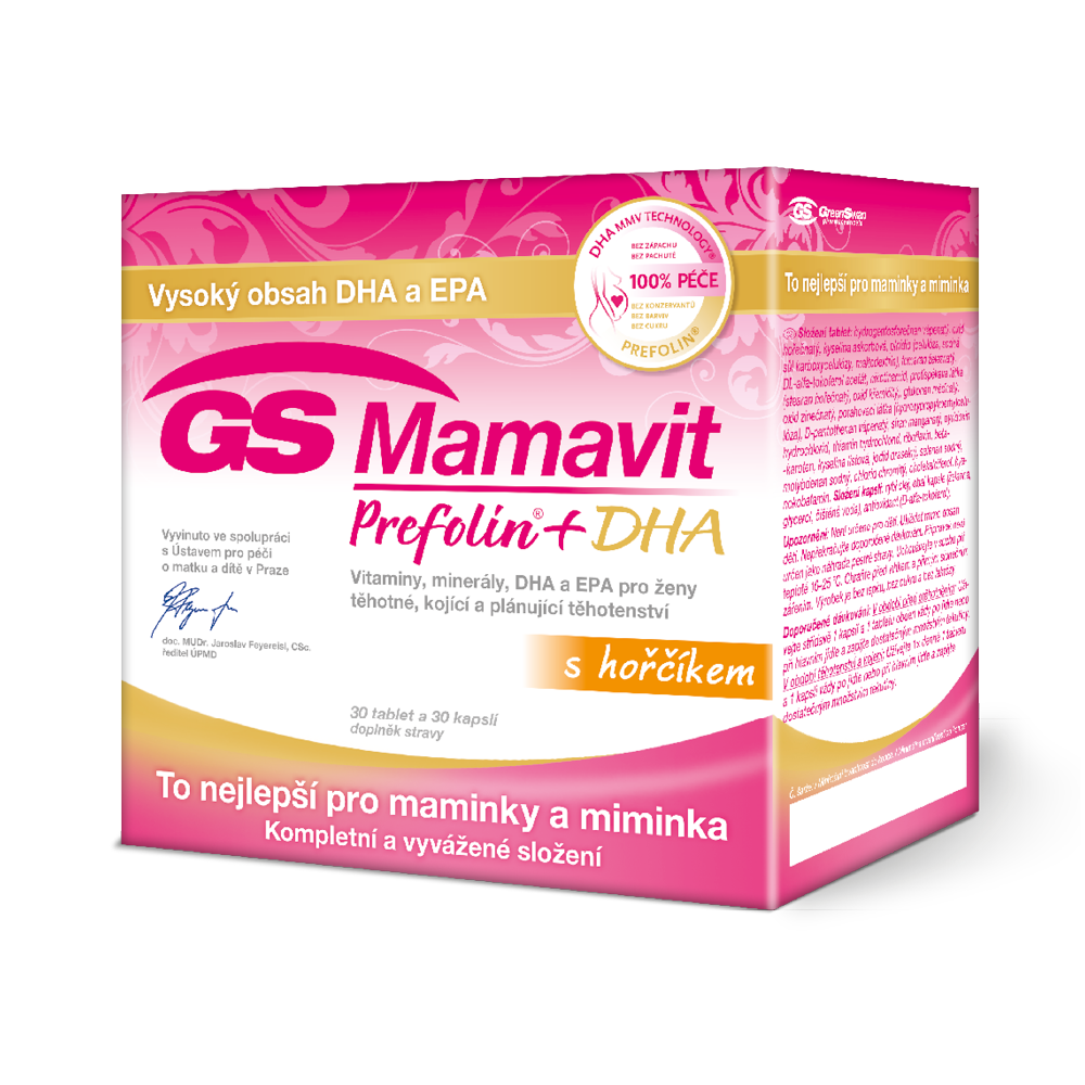 GS Mamavit Prefolin+DHA, 30 tablet + 30 kapslí