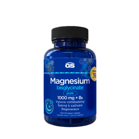 GS Magnesium bisglycinate pure 1000 mg + B6, 100 + 10 tablet NAVÍC, dárkové balení