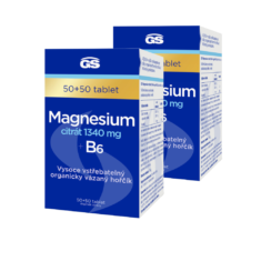 GS Magnesium citrát 1340 mg + B6, 2 x 50 + 50 tablet