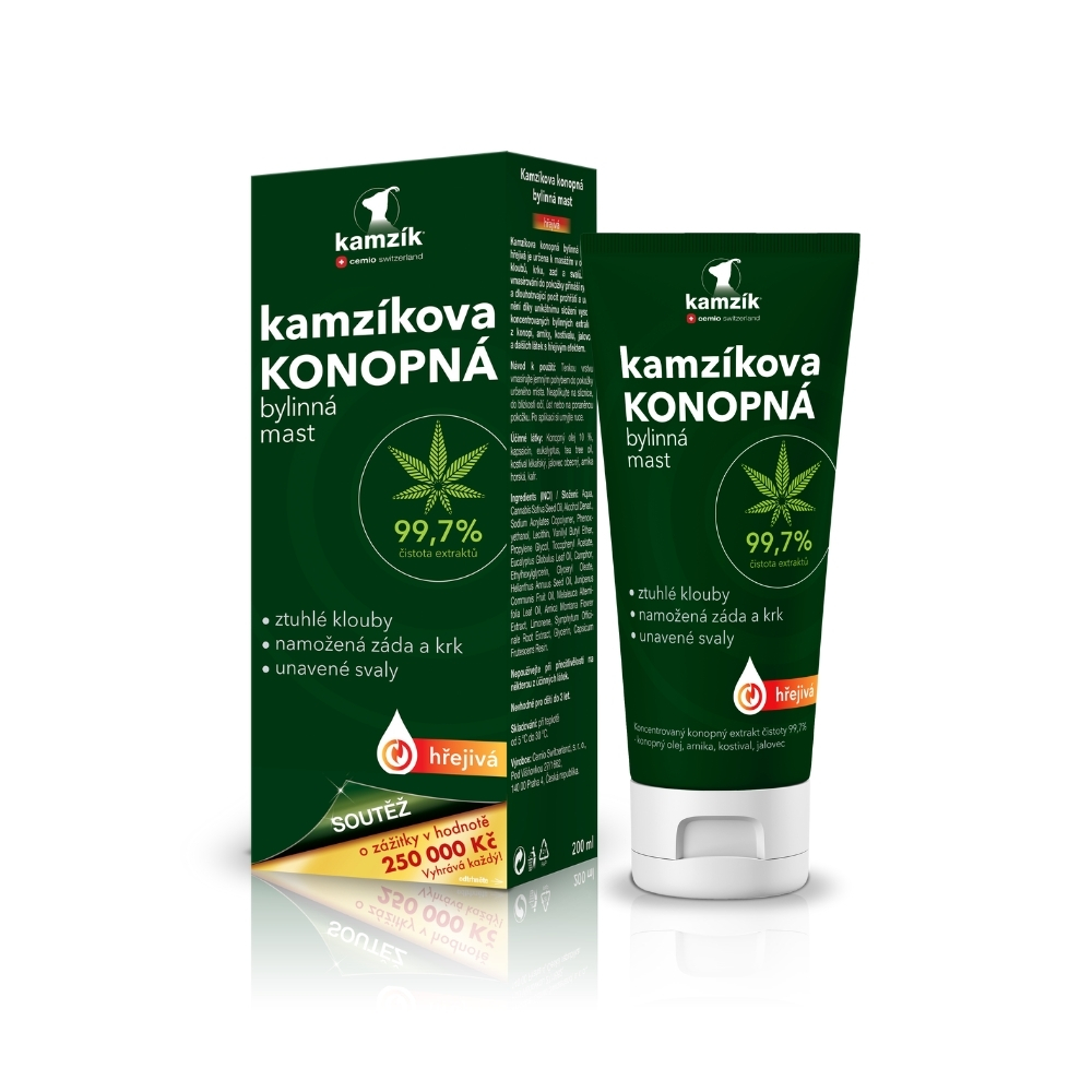 Kamzíkova konopná bylinná mast hřejivá, 200 ml