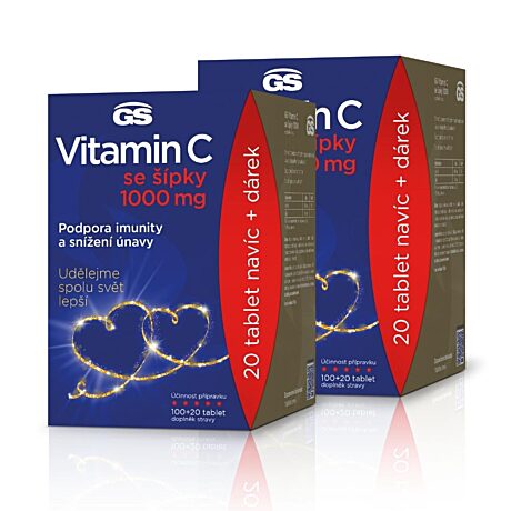 GS Vitamin C 1000 se šípky, 2 × 120 tablet, dárkové balení 2022
