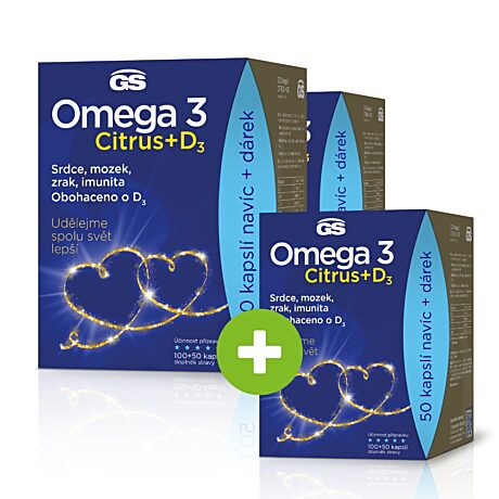 GS Omega 3 CITRUS + D3, 150 kapslí, dárkové balení 2022, AKCE