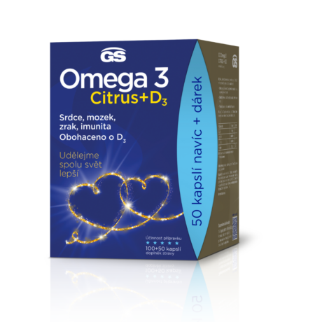 GS Omega 3 CITRUS + D3, 100+50 kapslí, dárkové balení 2022