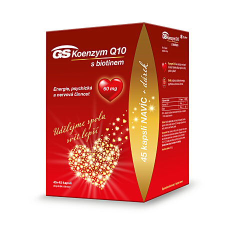 GS Koenzym Q10 s biotinem 60 mg, 45+45 kapslí, dárkové balení 2021