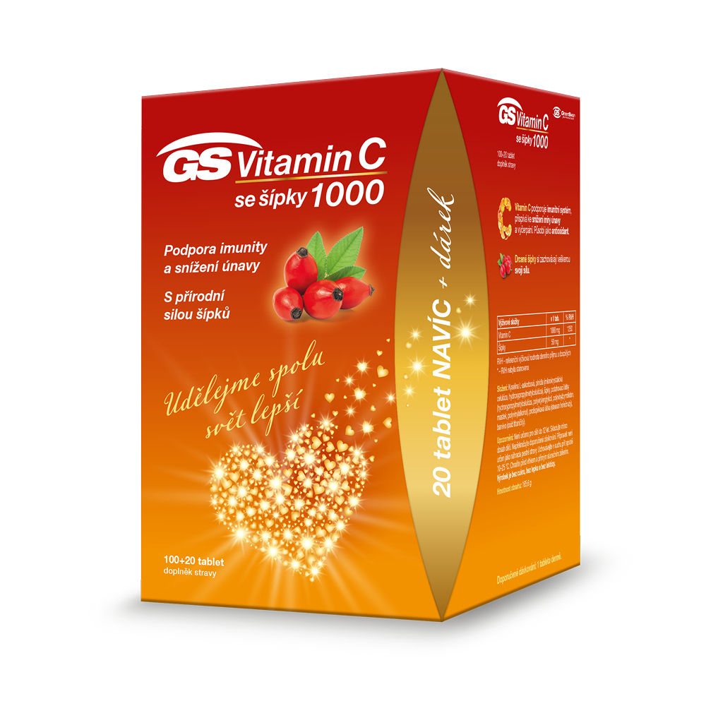 GS Vitamin C 1000 se šípky, 100+20 tablet, dárkové balení